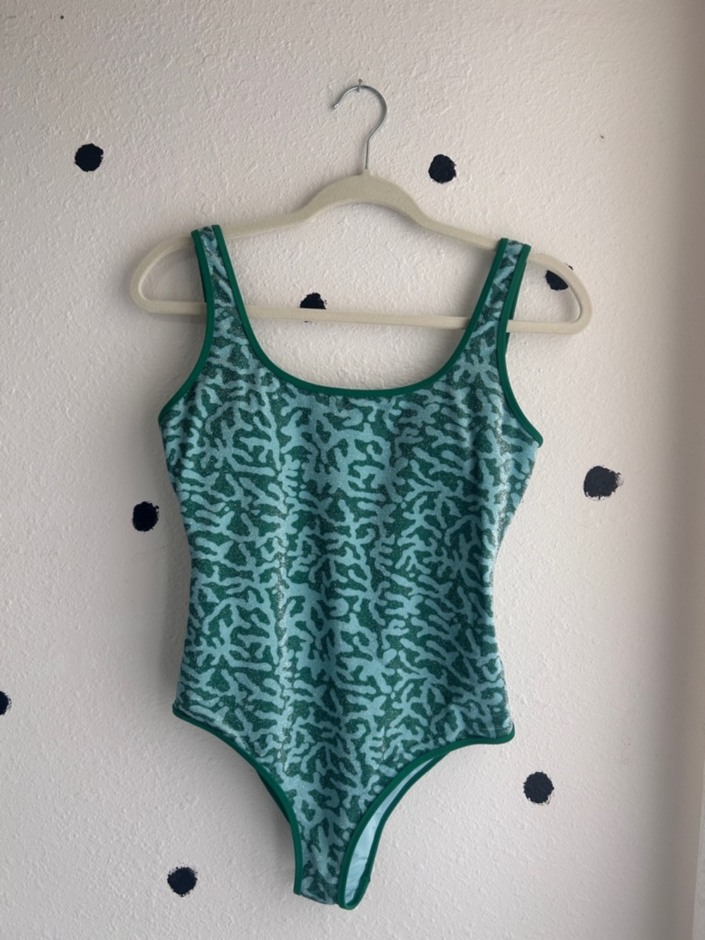 AERIE Green Patterned One-Piece Swimsuit